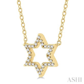 1/10 ctw Star of David Petite Round Cut Diamond Fashion Pendant With Chain in 10K Yellow Gold
